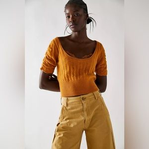 Free People Mustard Cashmere Sweater XS